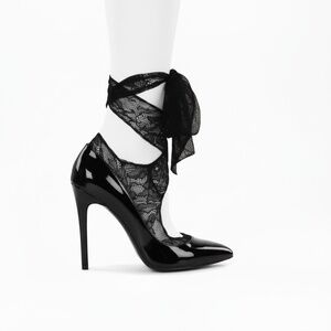 MINISOCK - 2 PAIRS - SHOE ACCESSORY - BLACK LACE  - NWT